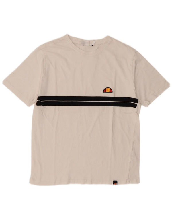Ellesse T-Shirt Top Petit Blanc Colourblock Coton Homme
