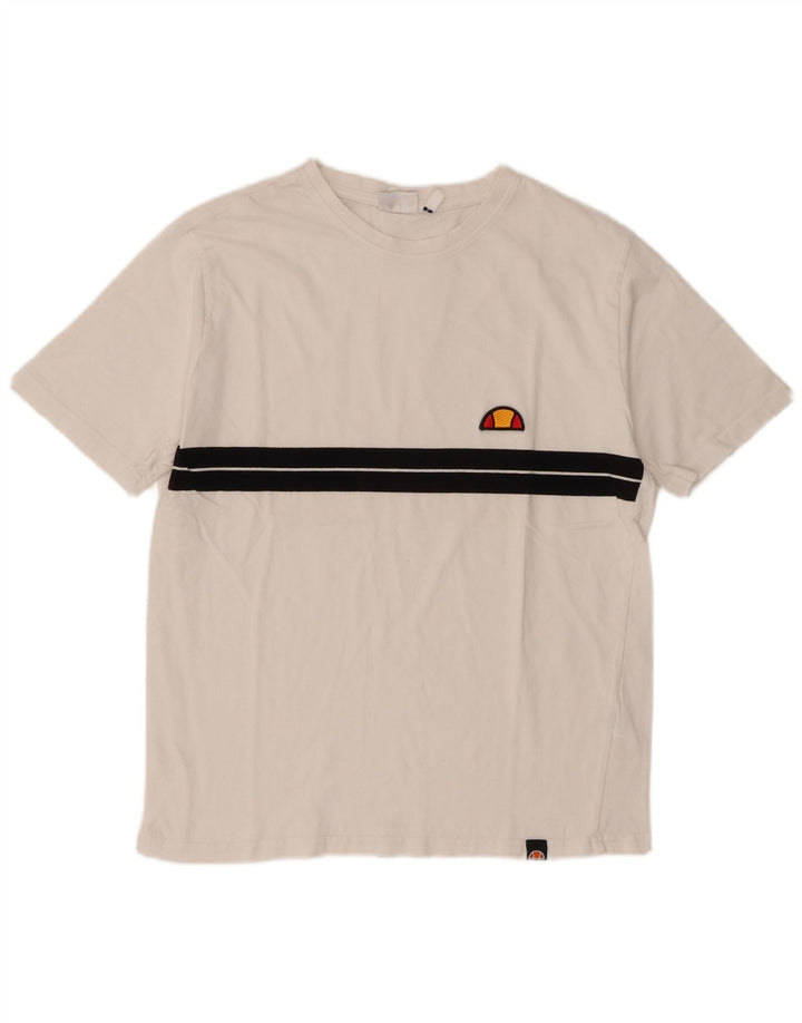 Ellesse T-Shirt Top Petit Blanc Colourblock Coton Homme