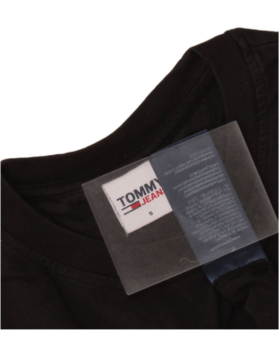 TOMMY HILFIGER T-shirt court graphique pour femme UK 10 petit coton noir