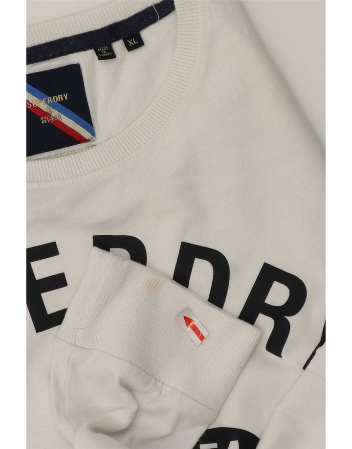Superdry Haut graphique à manches longues XL en coton blanc pour homme
