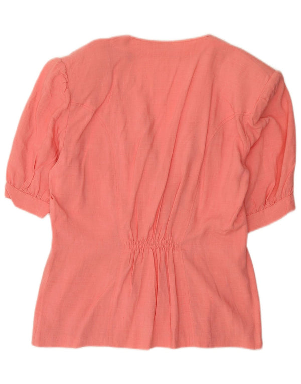 vintage Femmes 1/2 Manches Cardigan Top UK 16 Grand Rose