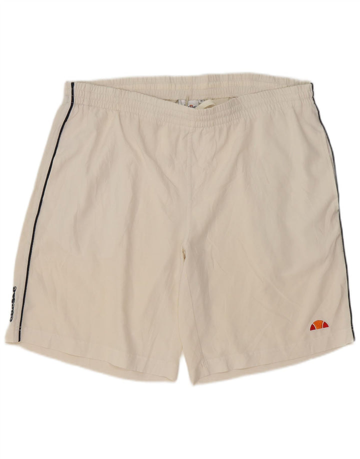 ELLESSE Short de Sport Homme Blanc Moyen Polyester