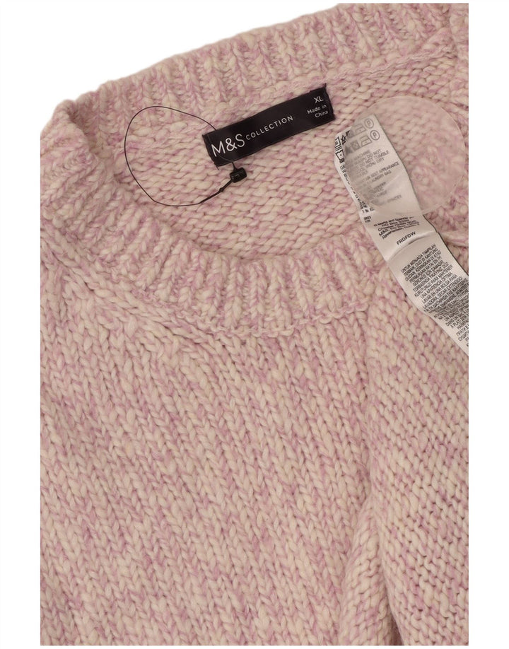 MARKS & SPENCER Pull à col rond pour femme UK 18 XL Rose moucheté