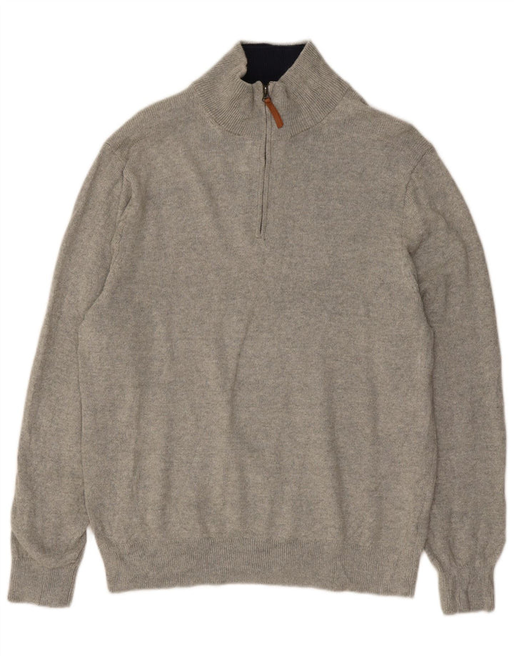 J. Crew Pull à col zippé pour homme Grand coton gris