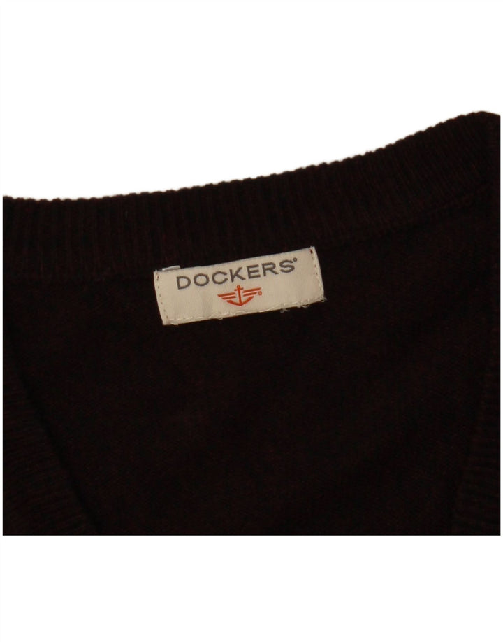 DOCKERS Pull col V pour hommes, grand, bordeaux, argyle/diamant