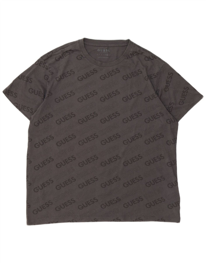 Guess T-Shirt Graphique Homme Top 2XL Gris Coton