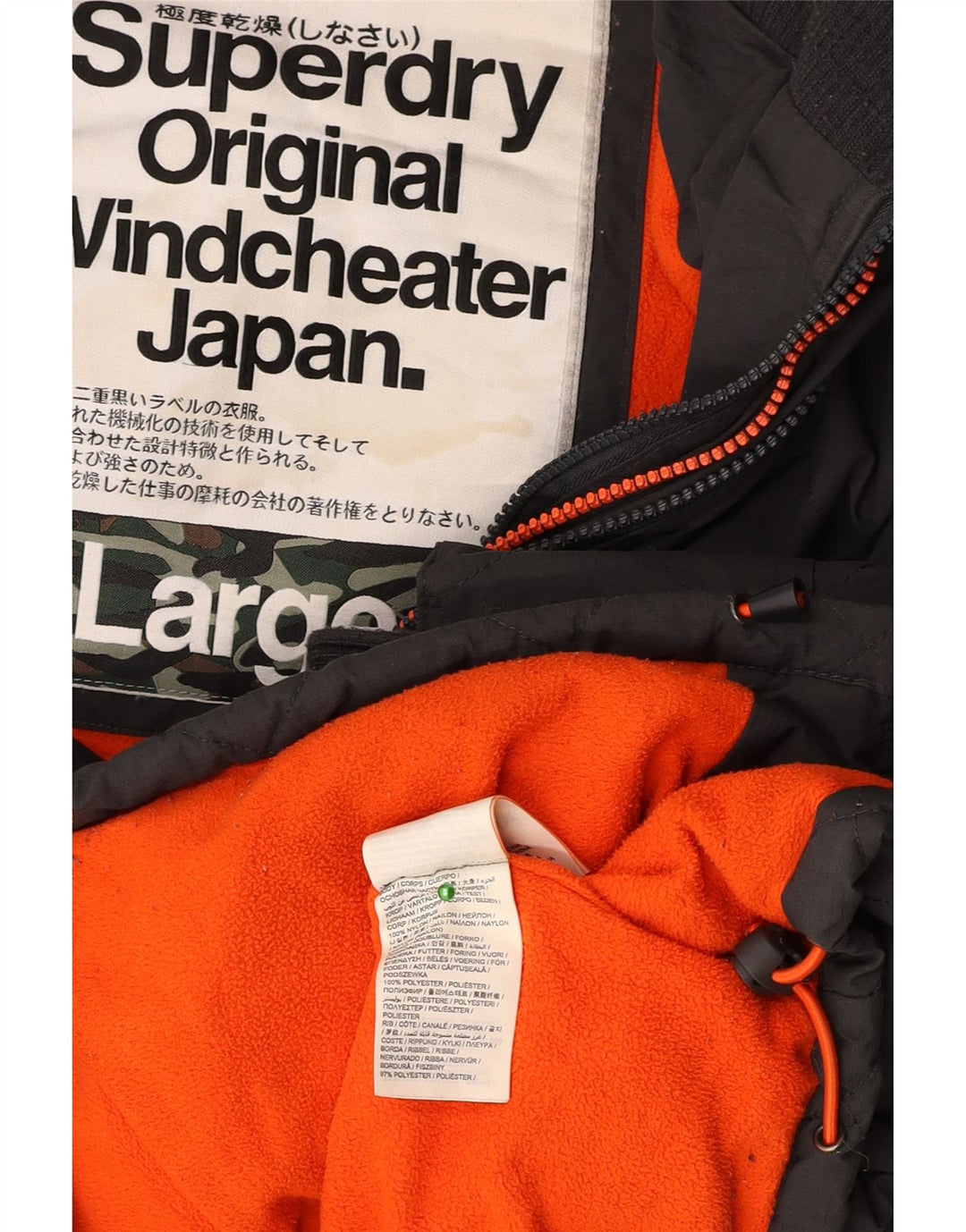 SUPERDRY Veste coupe-vent graphique The Windcheater pour homme UK 40 Large Noir