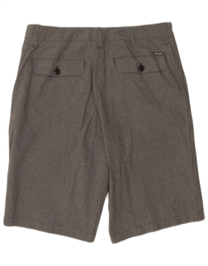 Eddie Bauer Short Chino Homme W33 Coton Pied-de-Poule Gris Moyen