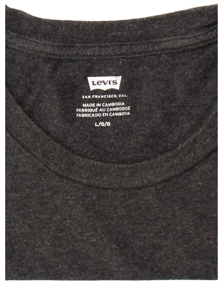 Levi's T-Shirt Graphique Homme Gris Large Coton