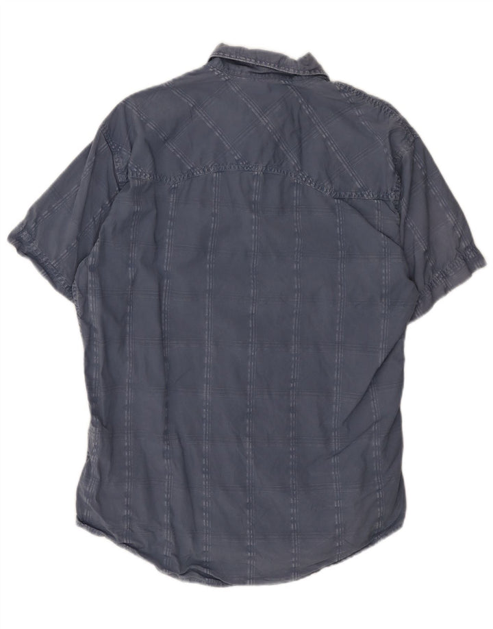 Marlboro Classics Chemise à manches courtes pour homme en coton à carreaux bleus