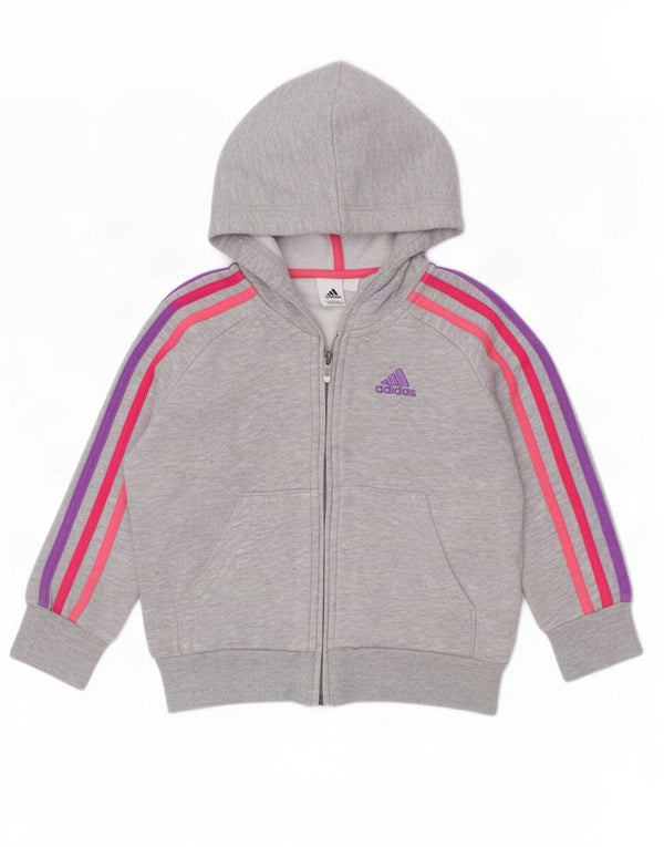 Adidas Pull à capuche zippé pour bébé fille 12-18 mois Gris Coton