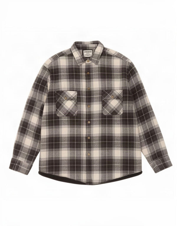 vintage Mens Lumberjack Flanelle Chemise Grand Plaid Noir