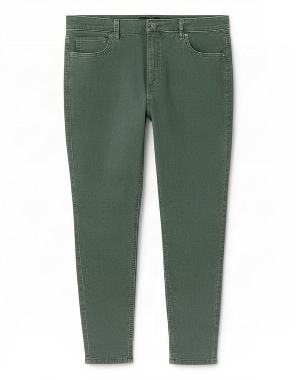 Marks & Spencer Pantalon court skinny en velours côtelé pour femme UK 18 XL W36 L26 Vert