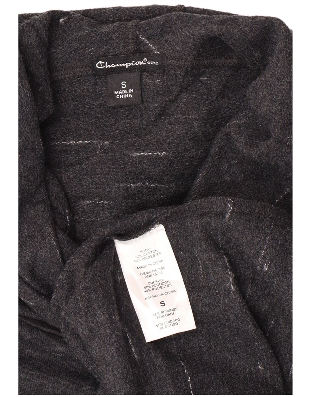 Champion Pull à capuche surdimensionné pour femme UK 10 Petit coton moucheté gris