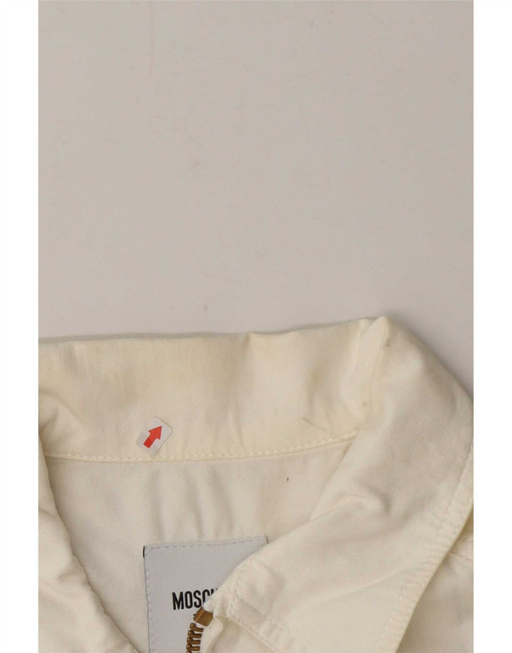 Moschino Veste Bomber Femme UK 12 Medium Off White Coton