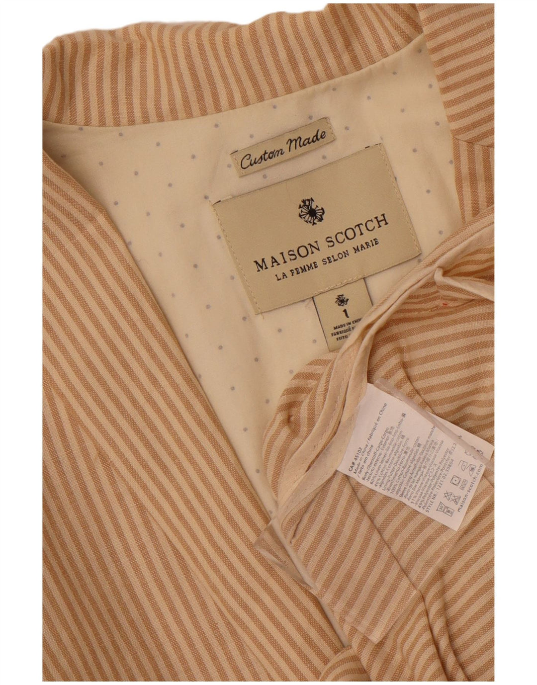 Maison Scotch Veste Blazer 2 Boutons Femme Taille 1 Petite Rayure Beige