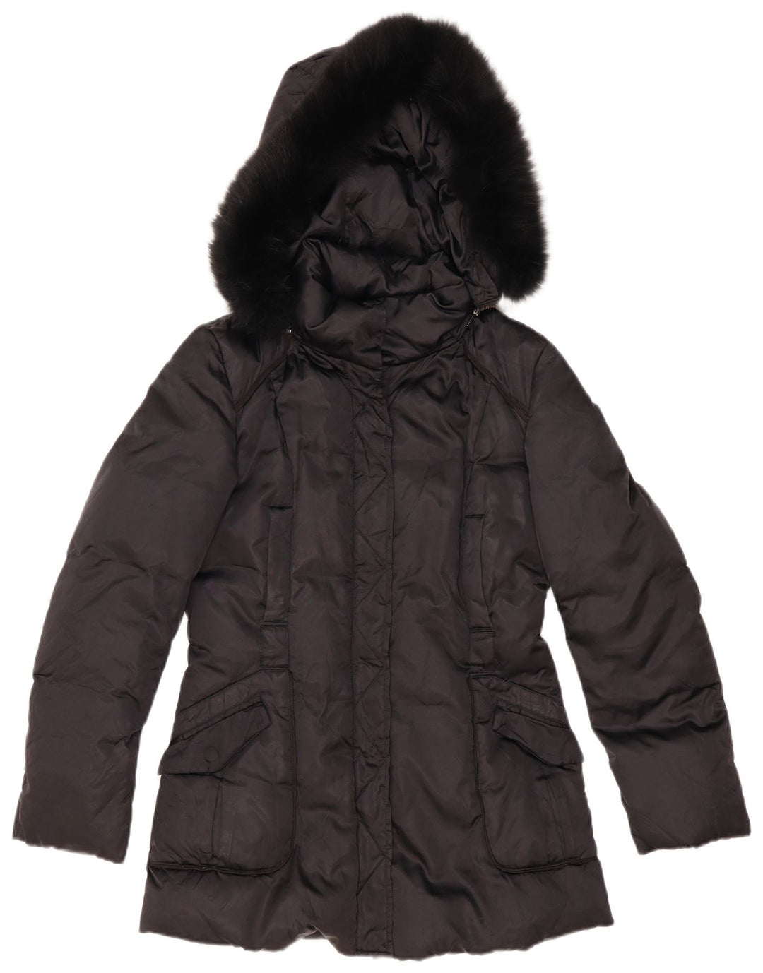 Trussardi Manteau Rembourré À Capuche IT 42 Moyen Noir Polyester