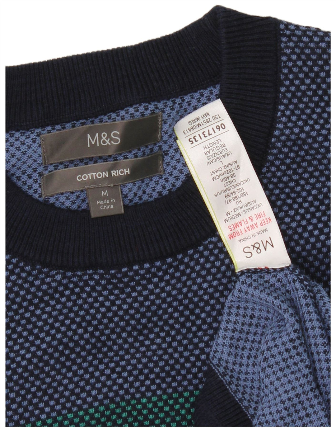 Marks & Spencer Pull à col rond pour homme Bleu marine moyen Colourblock