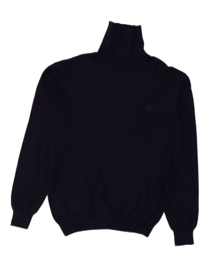 SERGIO TACCHINI Pull Col Roulé Homme Grande Laine Bleu Marine