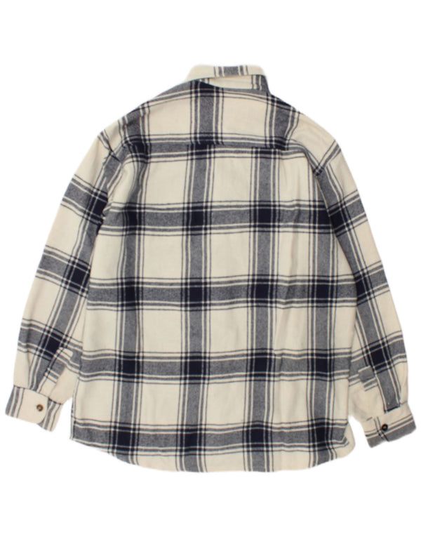 Junior.D Mens Flannel Shirt XL Off White Plaid