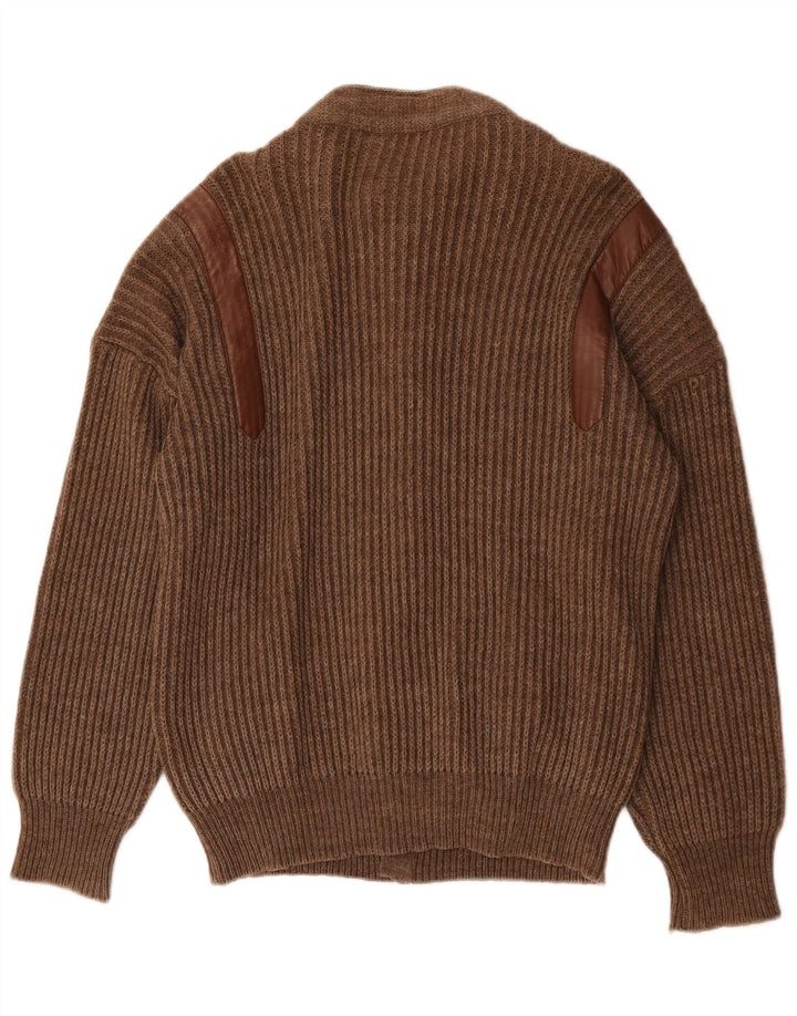 vintage Mens Cardigan Pull Grand Brun