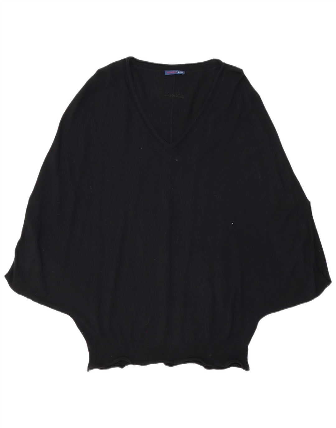 TRUSSARDI JEANS Pull Poncho Femme UK 14 Medium Noir Viscose