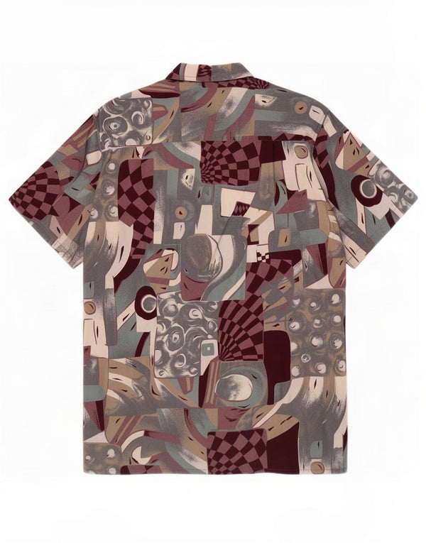 vintage Mens Abstract Pattern Chemise à manches courtes Taille 35 XS Multicolore