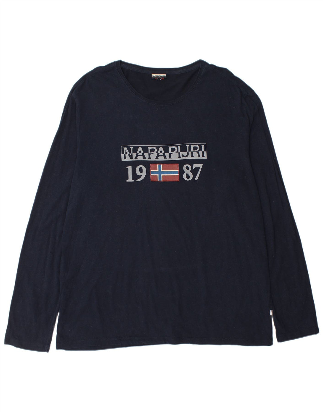 NAPAPIJRI T-shirt graphique géographique pour homme à manches longues 3XL en coton bleu marine