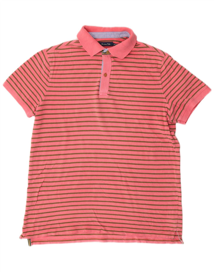 Massimo Dutti Polo Homme Rose Moyen Rayé Coton