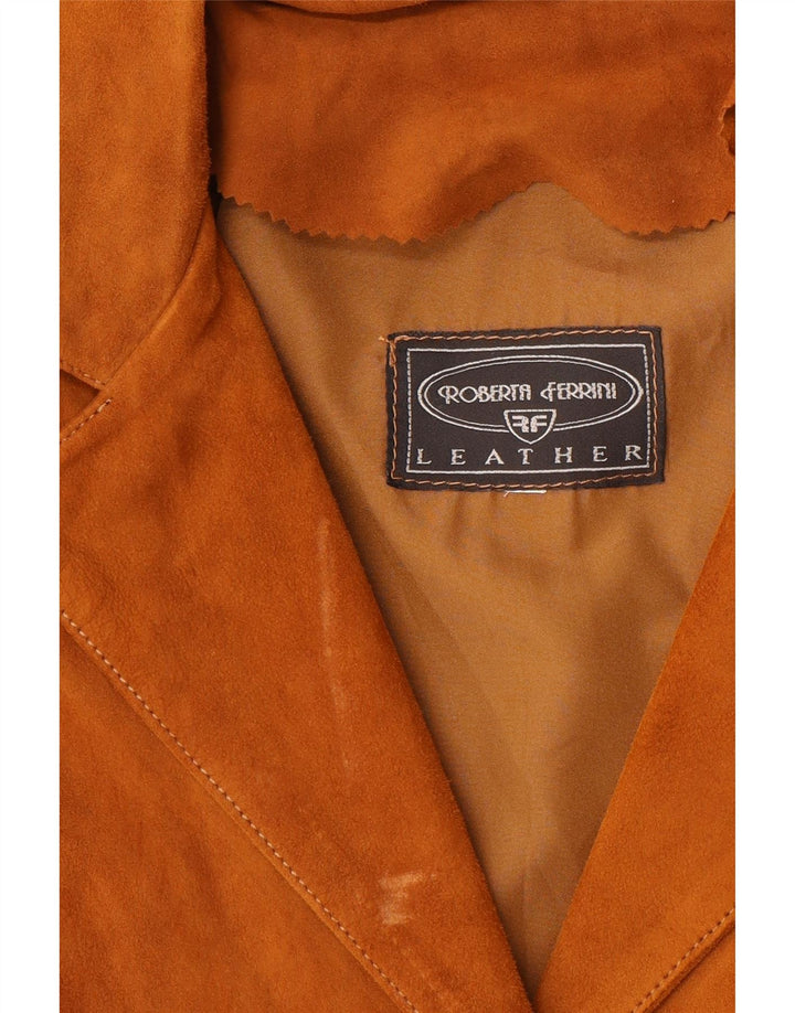 Roberta Ferrini Manteau en daim pour femme UK 10 Petit cuir marron