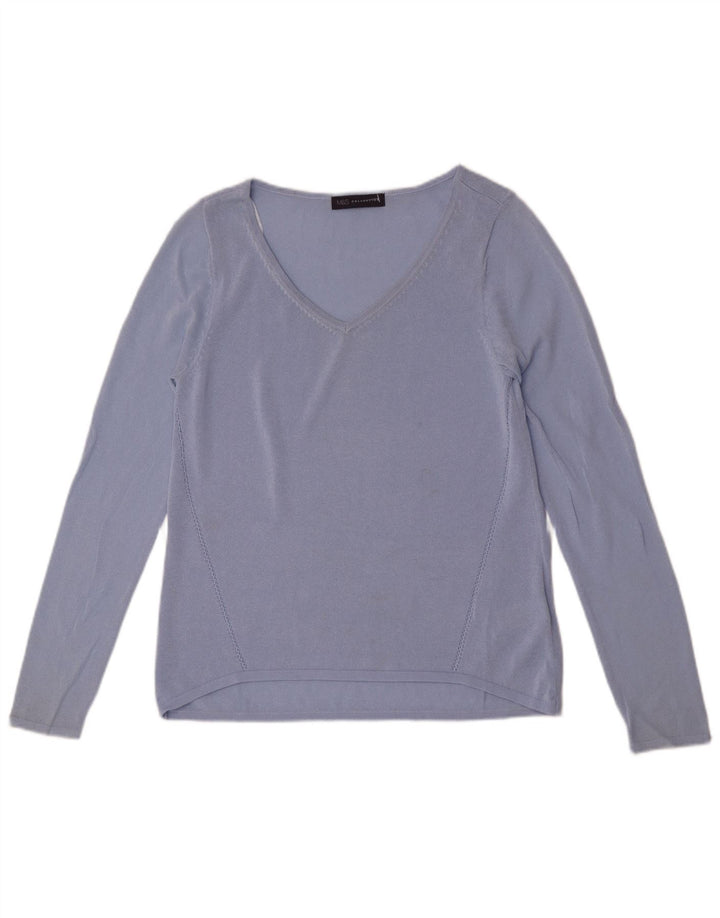 Marks & Spencer Haut à manches longues pour femme UK 8 Small Bleu Viscose