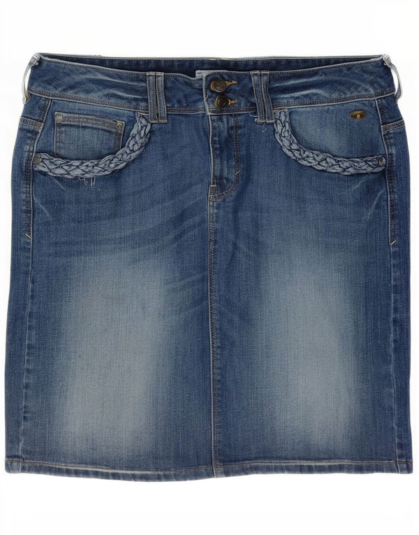 Tom Tailor Mini jupe en jean pour femme EU 40 Medium W34 Bleu Coton