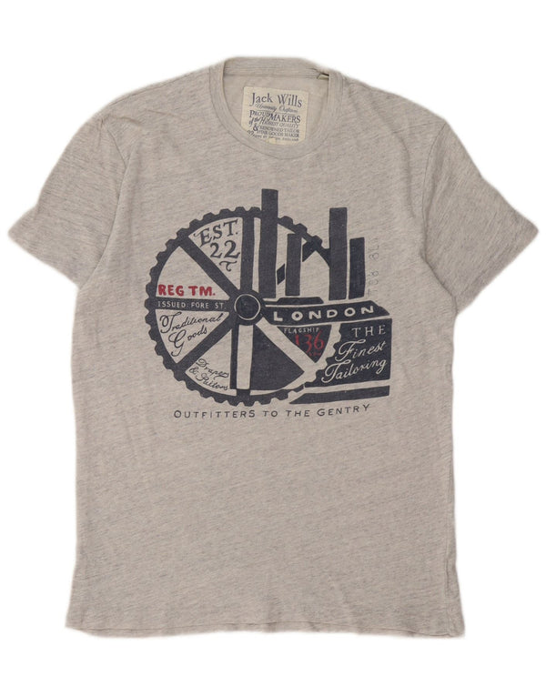 Jack Wills T-Shirt Graphique Homme Top XS Gris Coton