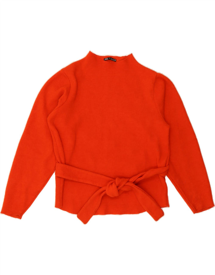 ZARA Womens Turtle Neck Jumper Sweater UK 10 Small Red Polyester Vintage Zara and Second-Hand Zara from Messina Hembry 