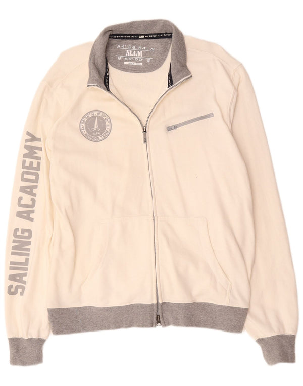 Slam Veste de survêtement graphique pour homme 2XL en coton color block blanc