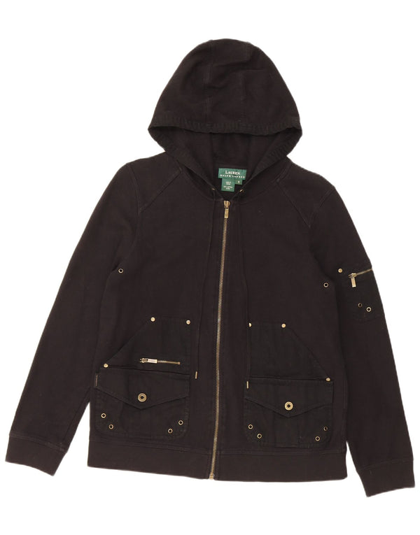 Ralph Lauren Pull à capuche zippé pour femme UK 10 Petit coton noir