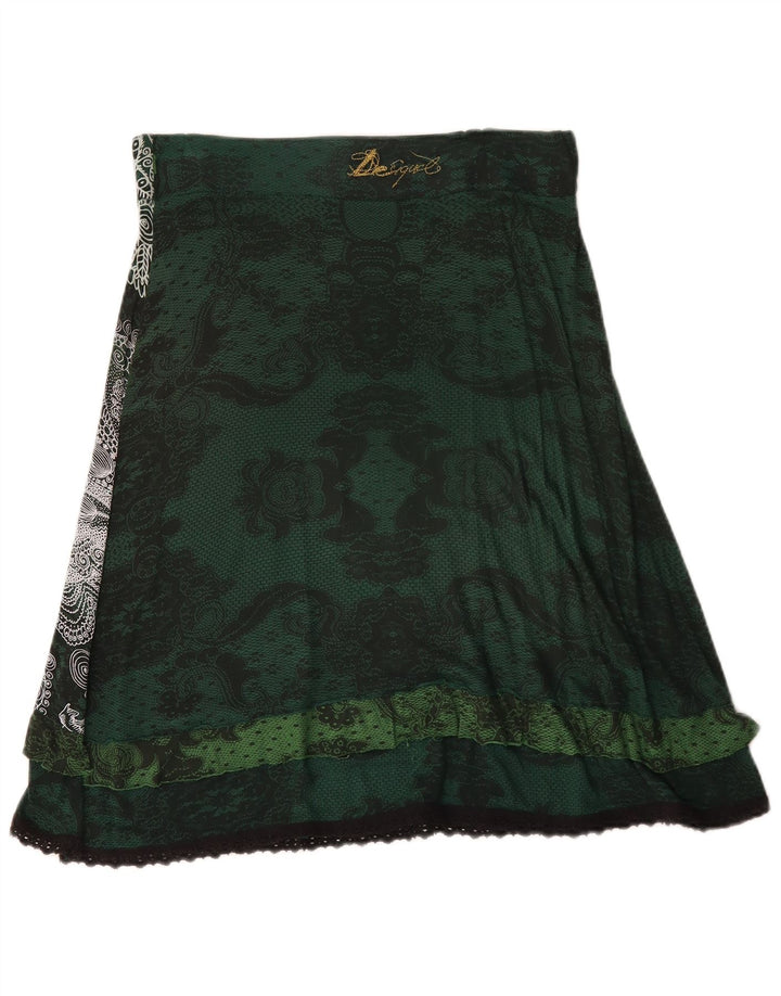 Desigual Jupe trapèze Medium W30 Vert Floral Femme