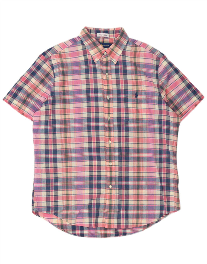 Ralph Lauren Chemise à manches courtes pour homme en coton à carreaux multicolores