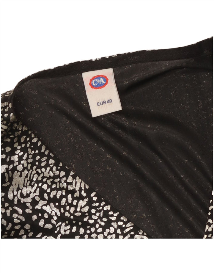 C & A Chemisier à manches longues pour femme EU 40 Noir moyen imprimé animal