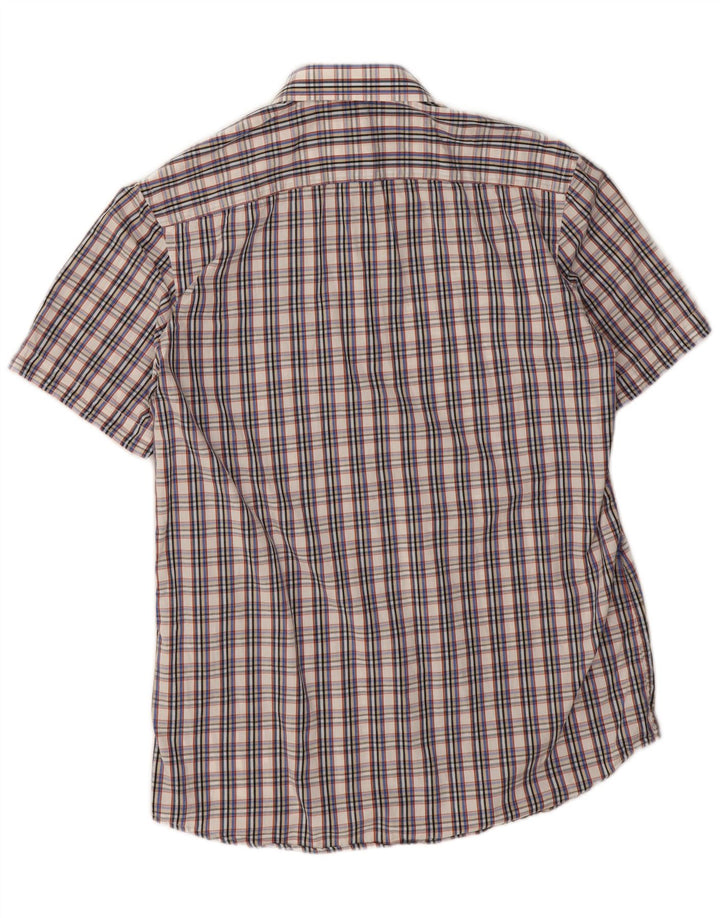 Carrera Chemise à Manches Courtes Homme Gris Moyen Carreaux Coton
