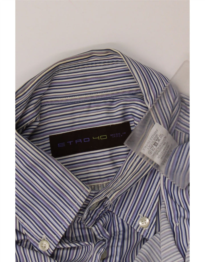 Etro Chemise homme taille 40 coton rayé bleu moyen