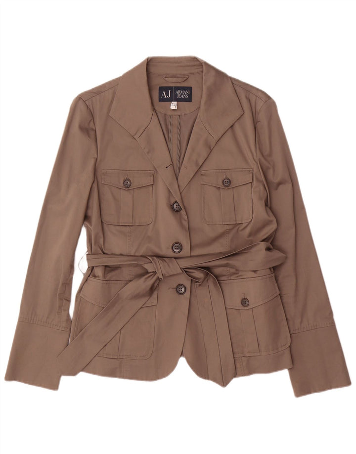 Armani Jeans Veste Blazer 3 Boutons Femme EU 44 XL Coton Marron