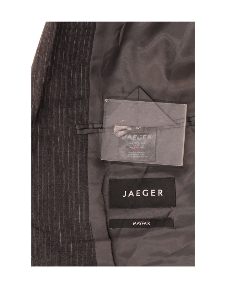 Jaeger Veste blazer à 2 boutons pour homme UK 42 XL en laine à fines rayures grises