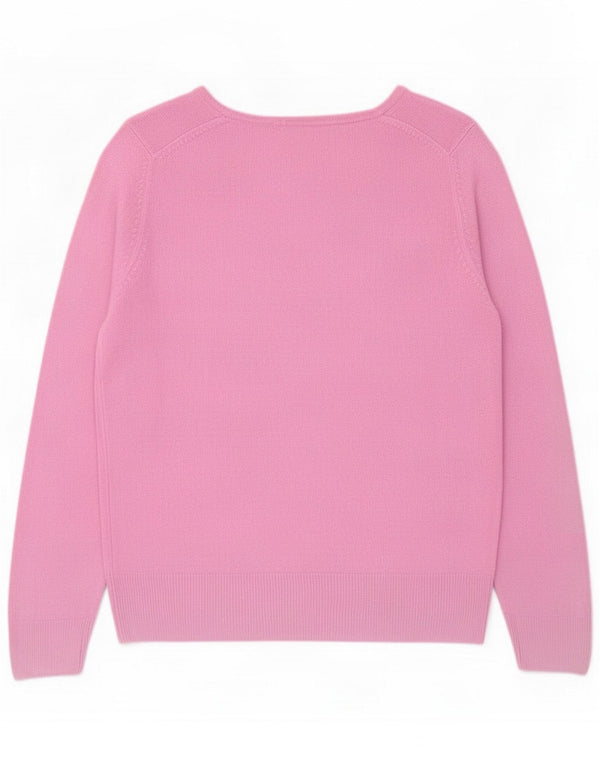 Marks & Spencer Pull col en V pour femme UK 14 Large Acrylique rose