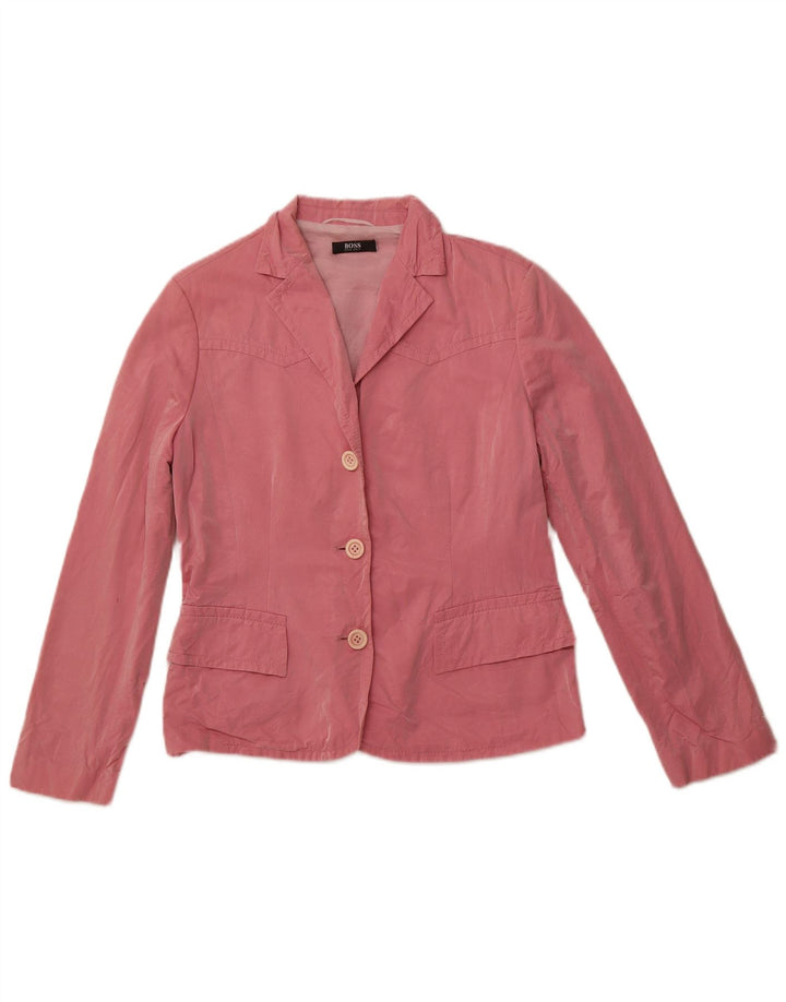 HUGO BOSS Veste blazer à 3 boutons pour femme UK 14 Large Rose Coton