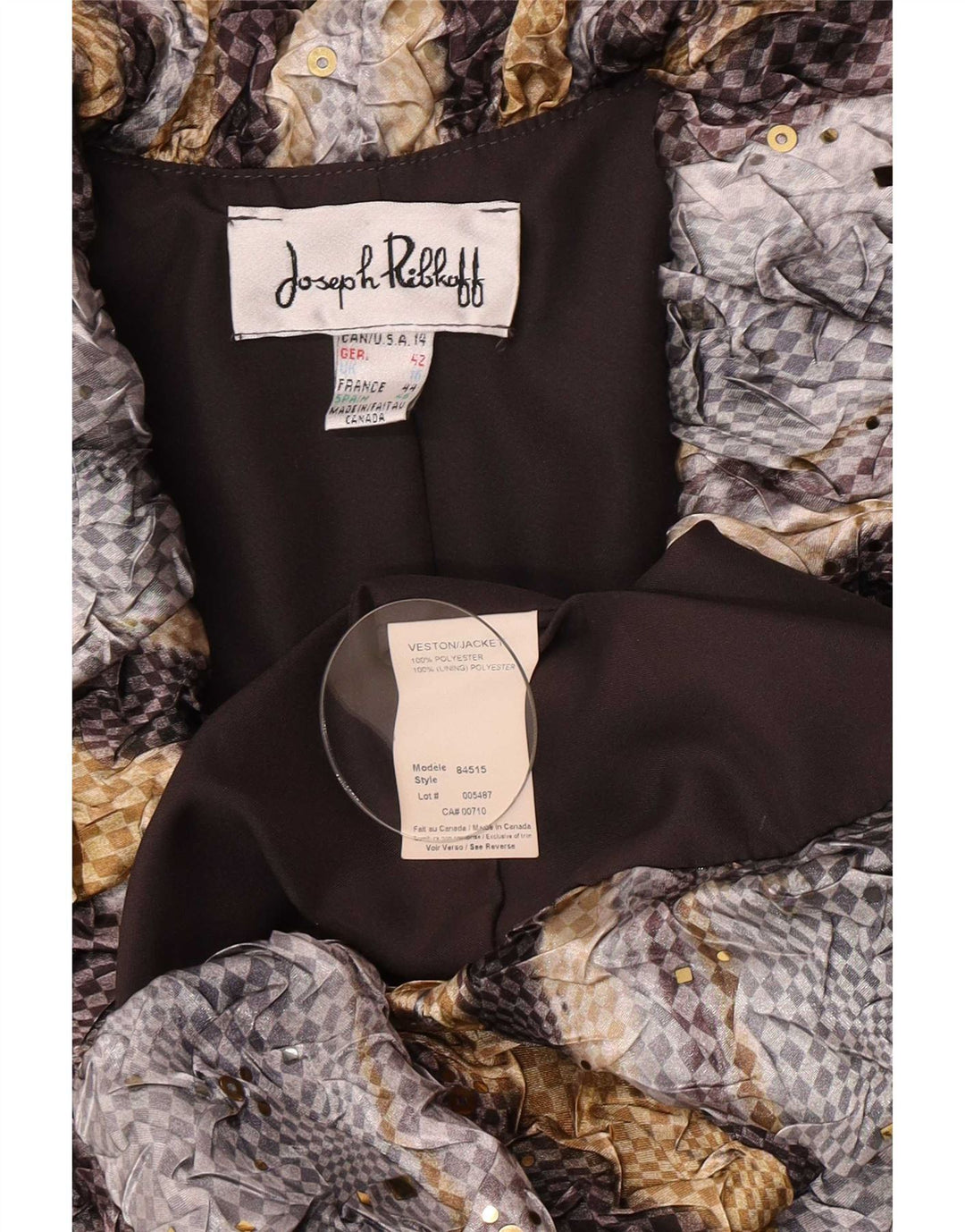 Joseph Ribkoff Veste Blazer Femme UK 16 Large Multicolore Géométrique