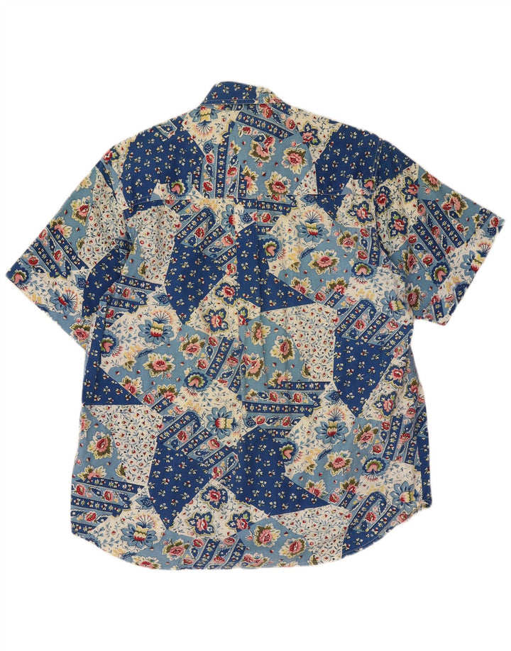 Creativity Chemise à manches courtes pour femme UK 10 Petit Bleu Patchwork Coton