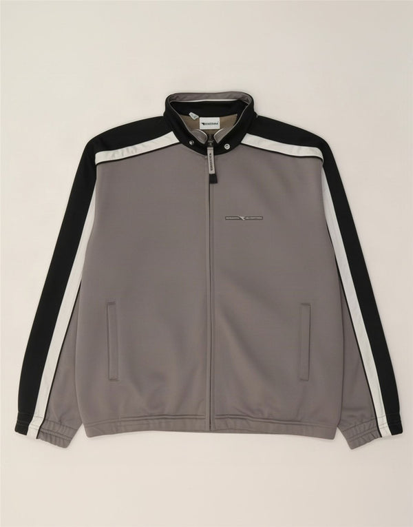 Diadora Veste de survêtement pour homme UK 36 Small Gris Colorblock Polyester