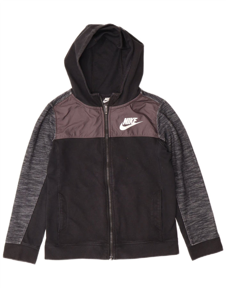 NIKE Pull à capuche zippé pour garçon 10-11 ans en coton color block noir moyen