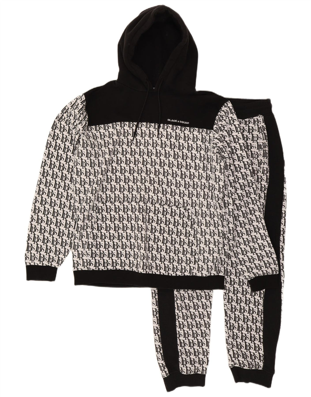 BLACK SQUAD Survêtement complet graphique coupe régulière pour hommes XL blanc colour block